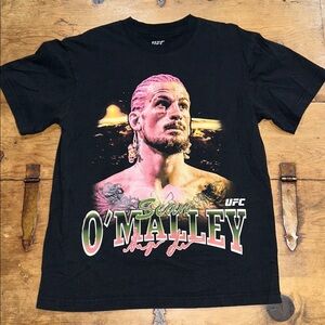 UFC Black Graphic Sean O'Malley Tee with Pink Accent Size Medium